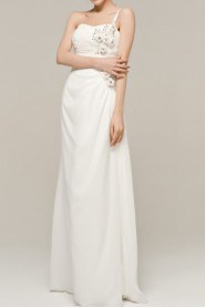 Chiffon One Shoulder Floor Length A-line Dress with Sequins