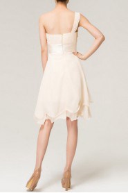 Chiffon One Shoulder Short Corset Dress with Crystal
