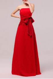 Lace Strapless Floor Length A-line Dress