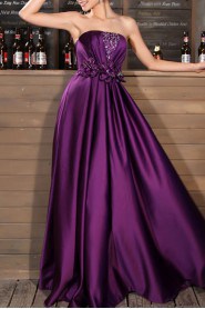 Satin Strapless Floor Length A-line Dress
