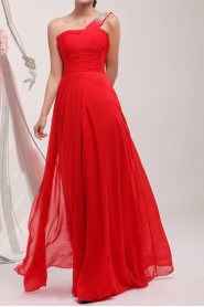 Chiffon One Shoulder Corset Dress with Sequins