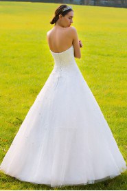 Lace,Satin,Tulle Sweetheart A-line Dress with Bead