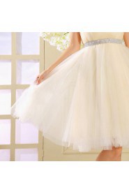 Satin and Tulle Strapless Dress with Diamond