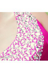 Satin One-shoulder Dress with Diamond