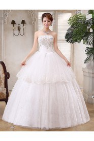 Lace and Tulle Strapless Ball Gown Dress with Sequin