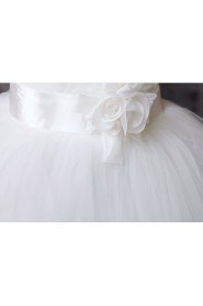 Lace and Tulle Scoop Ball Gown Dress with Bead