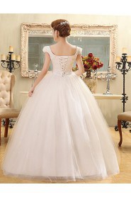 Lace and Tulle V-Neck Ball Gown Dress with Bead