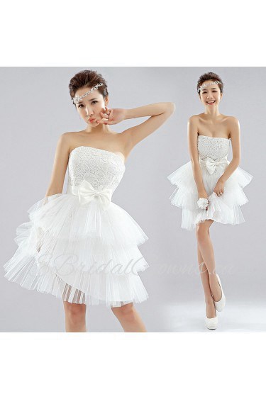 Lace Strapless Sheath Dress with Bow