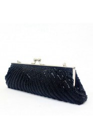 Satin Surface Black Bead Handbag