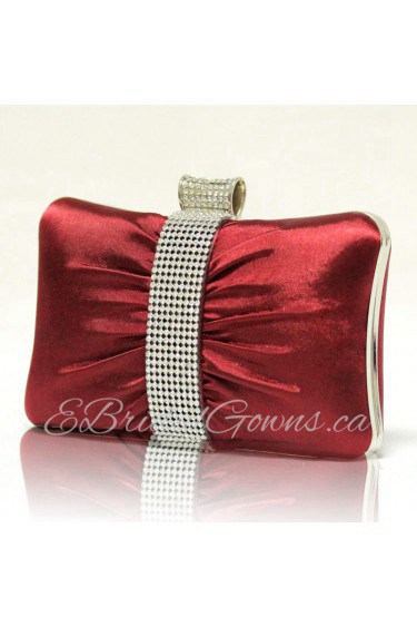 Satin Handbag with Rhinestone for Evening Party or Wedding