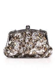 Satin Handbag with Luxurious Crystal