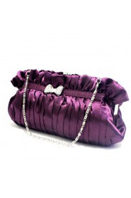 Satin Purple Evening Rhinestone Bowknot Handbag