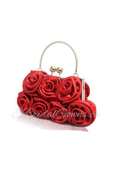 Satin Handmade Rose Handbag