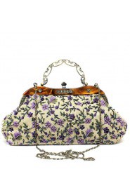 Linen Embroidery Bead Handbag/Clutche
