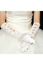 Satin Fingertips Elbow Length Wedding Gloves