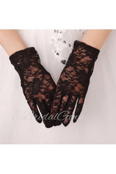 Lace Fingertips Wrist Length Wedding Gloves