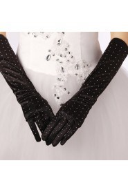 Satin Fingertips Elbow Length Wedding Gloves