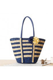 Women Casual Straw Tote Blue