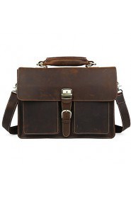 Men's Thick Bull Briefcase Heavy Duty Messenger Bag With Leather