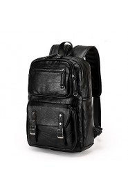 Men PU Bucket Backpack / School Bag / Travel Bag Black