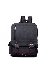 Unisex PU Canvas Bucket Shoulder Bag Tote Satchel Backpack Sports Leisure Laptop School Bag Blue Brown Gray