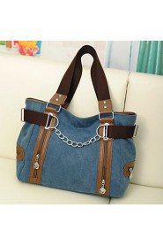 Women Canvas Hobo Tote Blue / Brown / Red