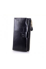 Fashion Women's Genuine Leather Wallet Long Oil Wax Multi Card Wallet Purse Clutch Wallets