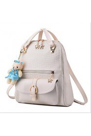 Women PU Bucket Backpack / School Bag White / Pink / Blue / Red / Black / Burgundy