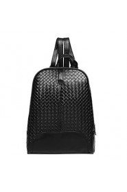 Women's Woven Design Soft PU Zipper Closure Backpack