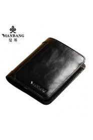 High Quality First Layer Of Leather Brown Oil Wax Cowhide Leather Man Short Wallet