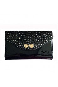 Women PU / Cowhide / Patent Leather Bowknot Leopard grain Bi fold Shoulder Bag / Clutch / Wallet Blue / Yellow / Black