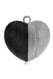 Women Heart shape Color Matching Diamonds Evening Bag