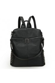 Women Sheepskin Bucket Backpack / School Bag / Travel Bag Black