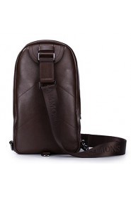 Men Real Genuine Cowhide Leather Purse Sling Pack Messenger Cross Body Chest Bag Flaps Brown