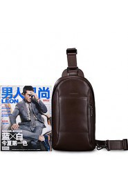 Men Real Genuine Cowhide Leather Purse Sling Pack Messenger Cross Body Chest Bag Flaps Brown