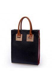 Women PU Shopper Shoulder Bag / Tote / Satchel Purple / Black