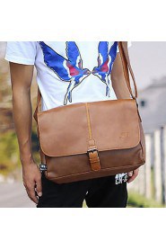 Men's PU Messenger Shoulder Bag Brown/Black