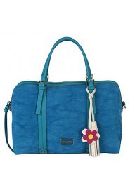 Women PU / Canvas Shopper Shoulder Bag / Tote / Cross Body Bag Blue