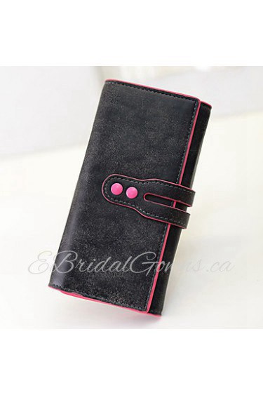 Women PU Tri fold Clutch / Wallet / Card & ID Holder Beige / Pink / Purple / Blue / Green / Brown / Black