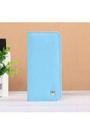 Fashion simple style long vertical Small crown metal buckle thin multi card bit card package lady wallet