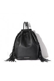 Women PU Bucket Shoulder Bag / Backpack / School Bag / Carry on Bag / Boarding Case/Cabin Case Black