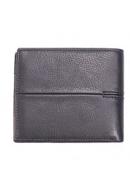 New Men's Women Genuine Leather Bi Fold Wallet Black
