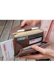 Unisex PU Tri fold Clutch / Wallet Pink / Brown / Red / Navy