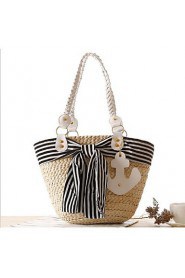 Women Casual Straw Tote Blue / Red / Black