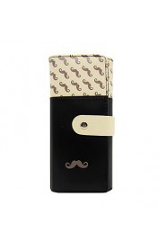 Women's Moustache Beard Zipper PU Leather Long Wallet
