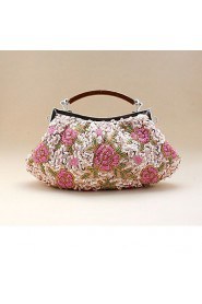 Handbag Silk/Faux Leather/Imitation Pearl Evening Handbags/Clutches/Mini Bags With Flower/Imitation Pearl