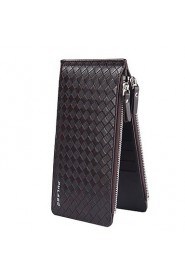 Famous Brand Men's Two Layer Folded Long Pu Leather Wallets Male's Business Clutch Wallet Card Purse