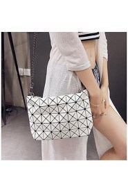 Women PU Shopper Shoulder Bag White / Beige / Silver