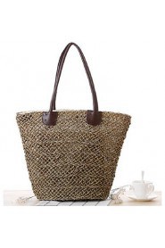 Women Casual Straw Tote Brown