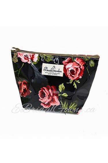 Women PU Casual Cosmetic Bag Black 26cm*14.5cm*6cm